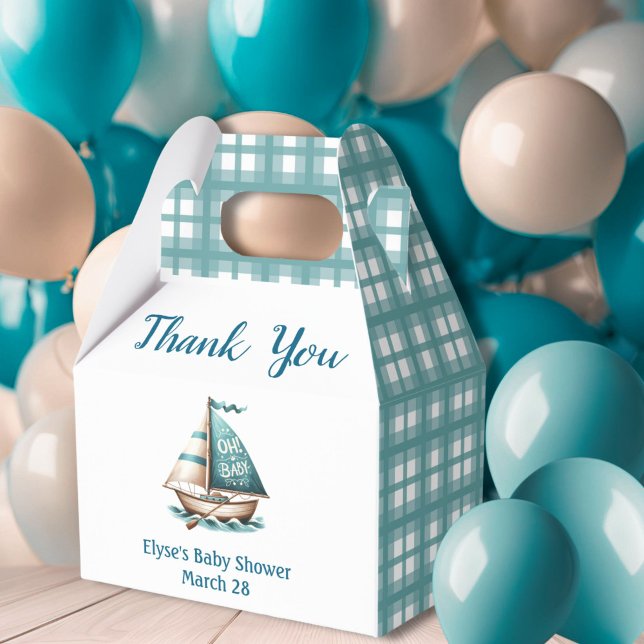 Nautical Blue "Oh, Baby" babystödraster för babybl Presentaskar (Nautical "Oh,Baby" Baby Shower Thank You Gift Box)