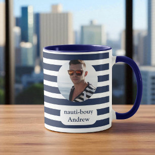 Nautical Blue Rand Photo Mugg