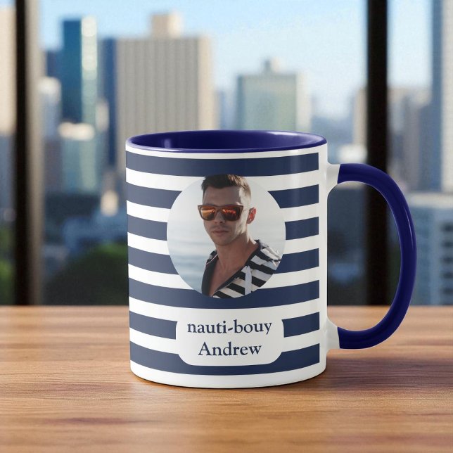 Nautical Blue Rand Photo Mugg (Skapare uppladdad)