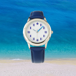 Nautical Blue Sailing Flaggor för sjömän Armbandsur