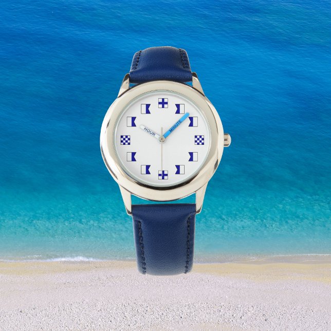 Nautical Blue Sailing Flaggor för sjömän Armbandsur (Skapare uppladdad)