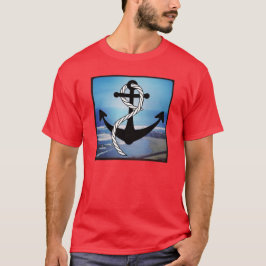 Nautical Blue Seashore Manar Red-Shirt Tee Shirt