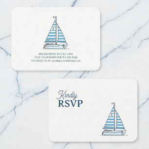 Nautical Blue Segelbåt Födelsedag RSVP Tilläggskort