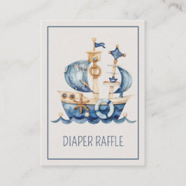 Nautical Blue Ship Baby Shower Diaper Raffle Tilläggskort