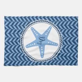 Nautical Blue Starfish kust Kökshandduk