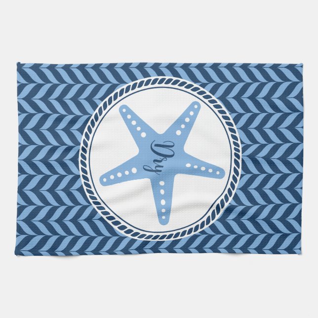 Nautical Blue Starfish kust  Kökshandduk (Horisontell)