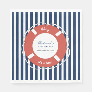Nautical Blue Stripe Baby Shower Boy Pappersservett