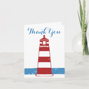 Nautical Blue Tack Red & White Lighthouse Sea