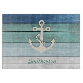 Nautical Blue Turquoise Distressed Trä Ankar