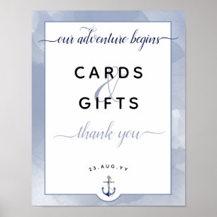 #Nautical Blue #Watercolor Cards & Gifts Bröllop Poster