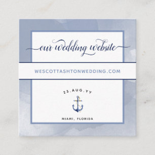 #Nautical Blue Watercolor Event Bröllop webbplats Tilläggskort