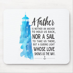Nautical Blue Watercolor Mousepad för Pappa Musmatta