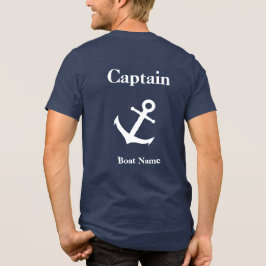 Nautical Blue & White Anchor Kapten & Boat Namn T Shirt