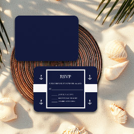 Nautical Blue White Anchor Stripe Bröllop RSVP Tilläggskort