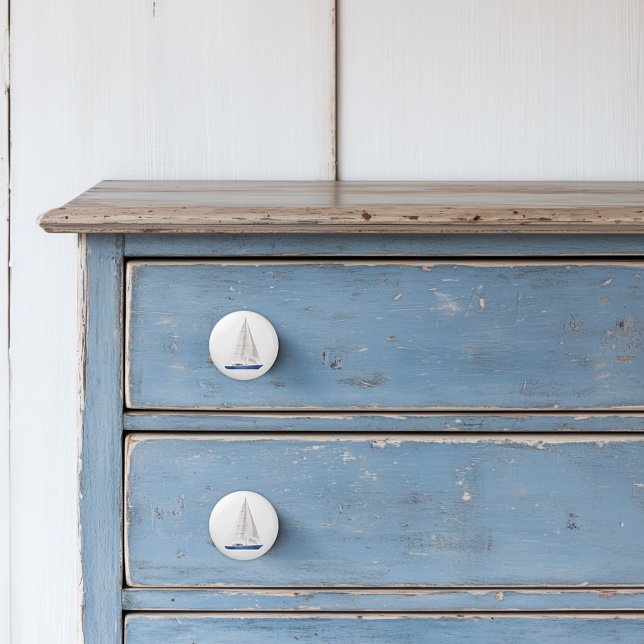 Nautical Blue Yacht Segelbåt Knopp (Sail Boat Ceramic Knobs)
