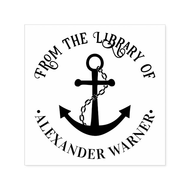Nautical Boat Anchor #3 Bibliotek Bok Namn Självfärgande Stämpel (Design)