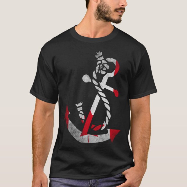Nautical boat anchor Canada Canadian Flag ocean Fi T Shirt (Framsida)