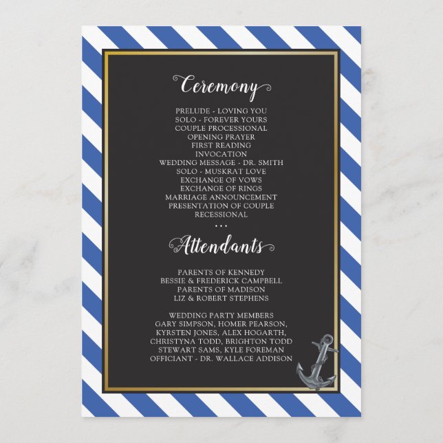 Nautical Boat Anchor Fabulous Sailing Bröllop Program (Baksida)