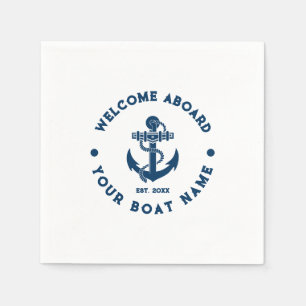 Nautical Boat Anchor för marinblå och vit Vintage Pappersservett