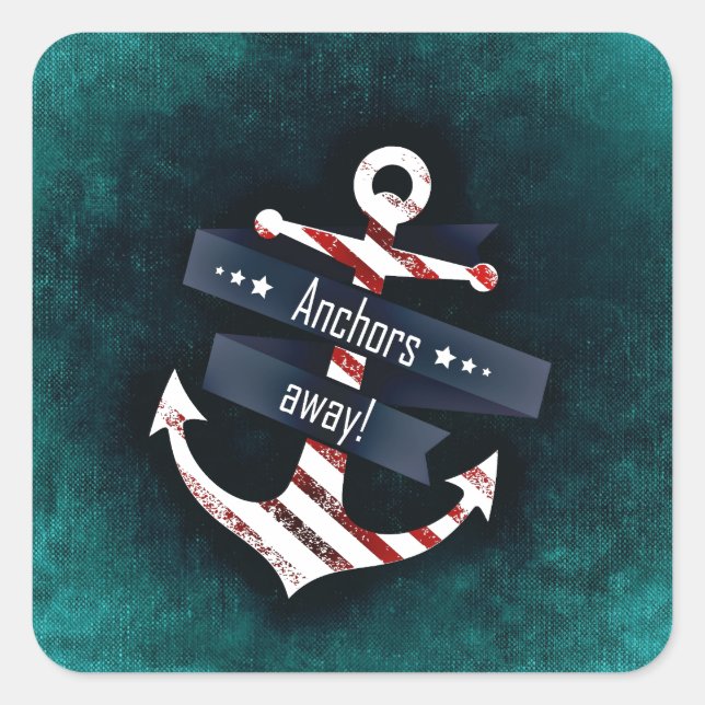 Nautical Boat Anchor Fyrkantigt Klistermärke (Framsida)