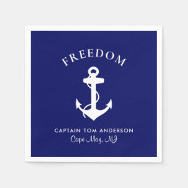 Nautical Boat Anchor Navy Blue Kapten Family Namn Pappersservett