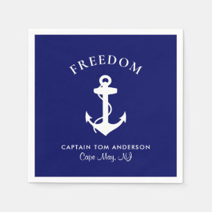 Nautical Boat Anchor Navy Blue Kapten Family Namn Pappersservett