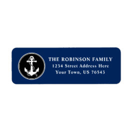 Nautical Boat Anchor Rope Black White Adress Returadress Etikett