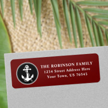 Nautical Boat Anchor Rope Black White Red Adress