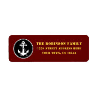 Nautical Boat Anchor Rope Black White Red Guld