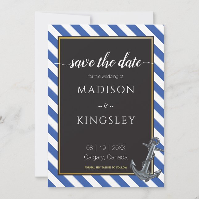 Nautical Boat Anchor Sailing Save THE DATE CARD Inbjudningar (Framsida)