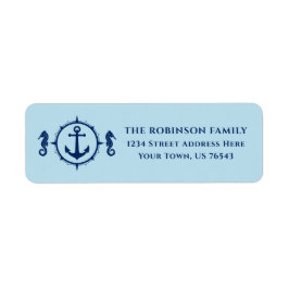Nautical Boat Anchor Seahorse Ice Blue Adress Returadress Etikett