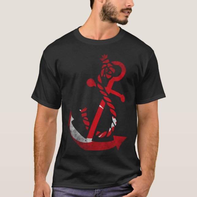 Nautical boat anchor Turkey Turkish flag ocean Fis T Shirt (Framsida)