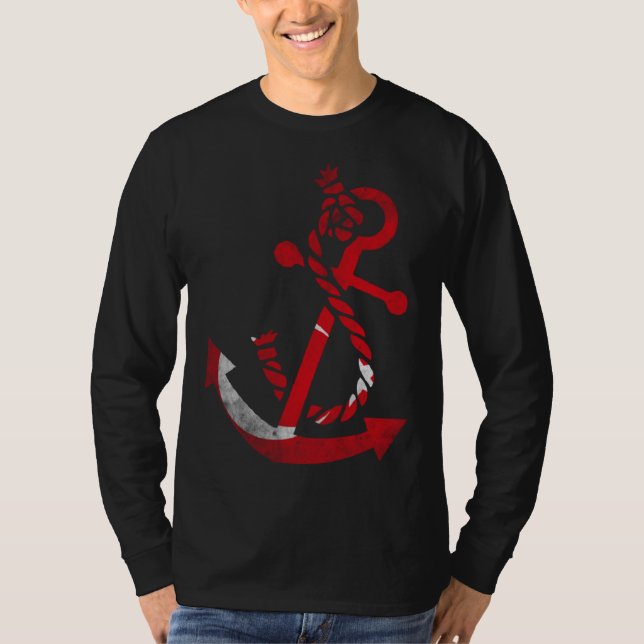 Nautical boat anchor Turkey Turkish flag ocean Fis T Shirt (Framsida)