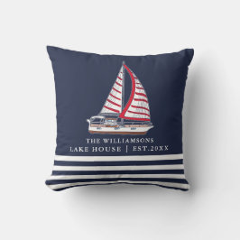 Nautical Boat Anpassningsbar Navy Blue Sjö House Kudde