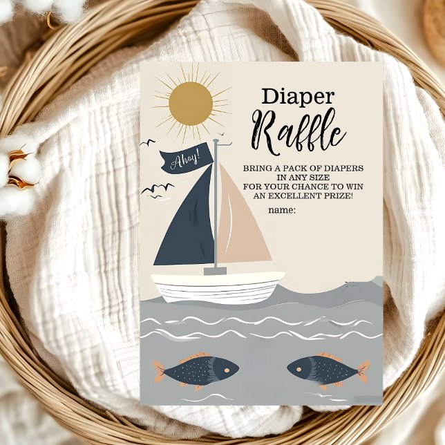 Nautical Boat Baby Shower Diapper Raffle Tilläggskort (Skapare uppladdad)