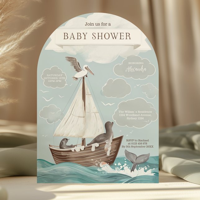 Nautical Boat Baby Shower Inbjudningar (Skapare uppladdad)