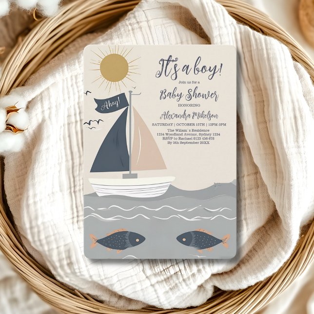 Nautical Boat Baby Shower Inbjudningar (Skapare uppladdad)