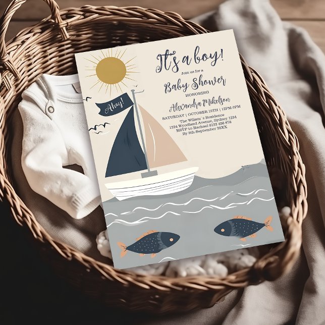 Nautical Boat Baby Shower Inbjudningar (Skapare uppladdad)