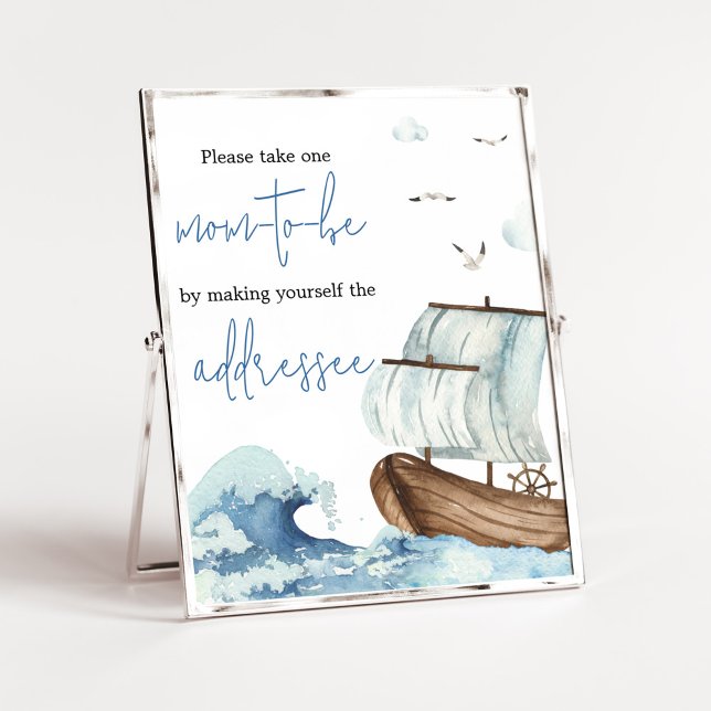 Nautical Boat Baby Shower Kuvert Station Poster (Ahoy It's A Boy Baby Shower Envelope Station Sign)