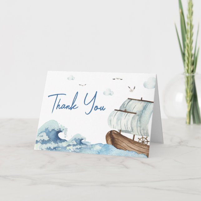 Nautical Boat Baby Shower Tack Kort (Framsida)