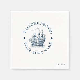 Nautical Boat, blå och vit Vintage Pappersservett