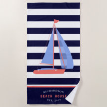 Nautical Boat Family Namn Navy Blue Beach House