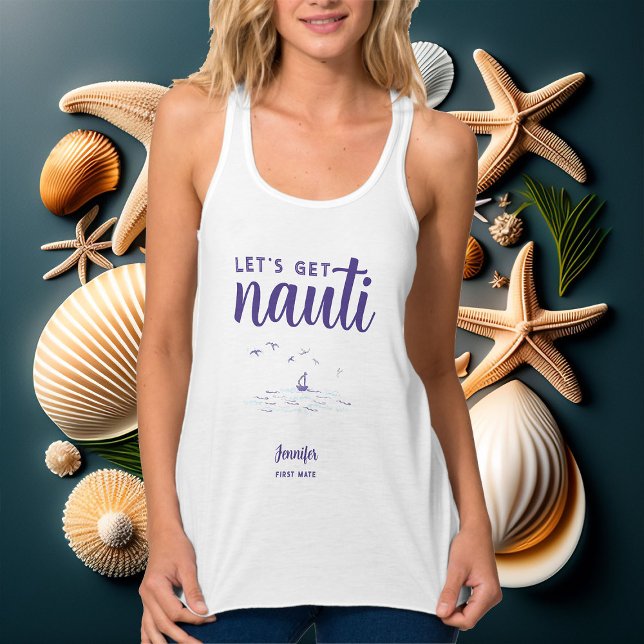 Nautical Boat Låt oss Nauti Bachelorette Gift Linne Med Racerback (Skapare uppladdad)