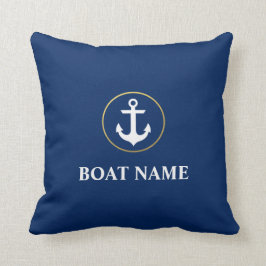 Nautical Boat Namn Anchor Blue Guld Kudde