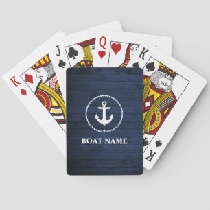 Nautical Boat Namn Anchor Blue Wood Casinokort