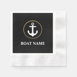 Nautical Boat Namn Anchor Cocktail Black Guld Pappersservett