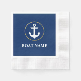 Nautical Boat Namn Anchor Cocktail Blue Guld Pappersservett