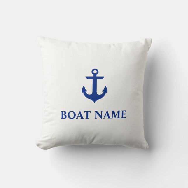 Nautical Boat Namn Anchor Dekorativ kudde White (Framsida)