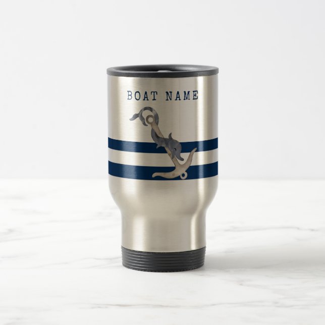 Nautical Boat Namn,Anchor Dolphin Navy Blue Resemugg (Center)