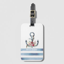 Nautical Boat Namn,Anchor Flowers Rand Bagagebricka